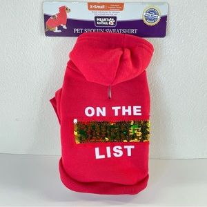 NWT Heart to Tail "On the Naughty List" Red Sweatshirt Sequin X-mas Hoodie X-SM